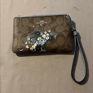 Coach Brown Floral Wristlet